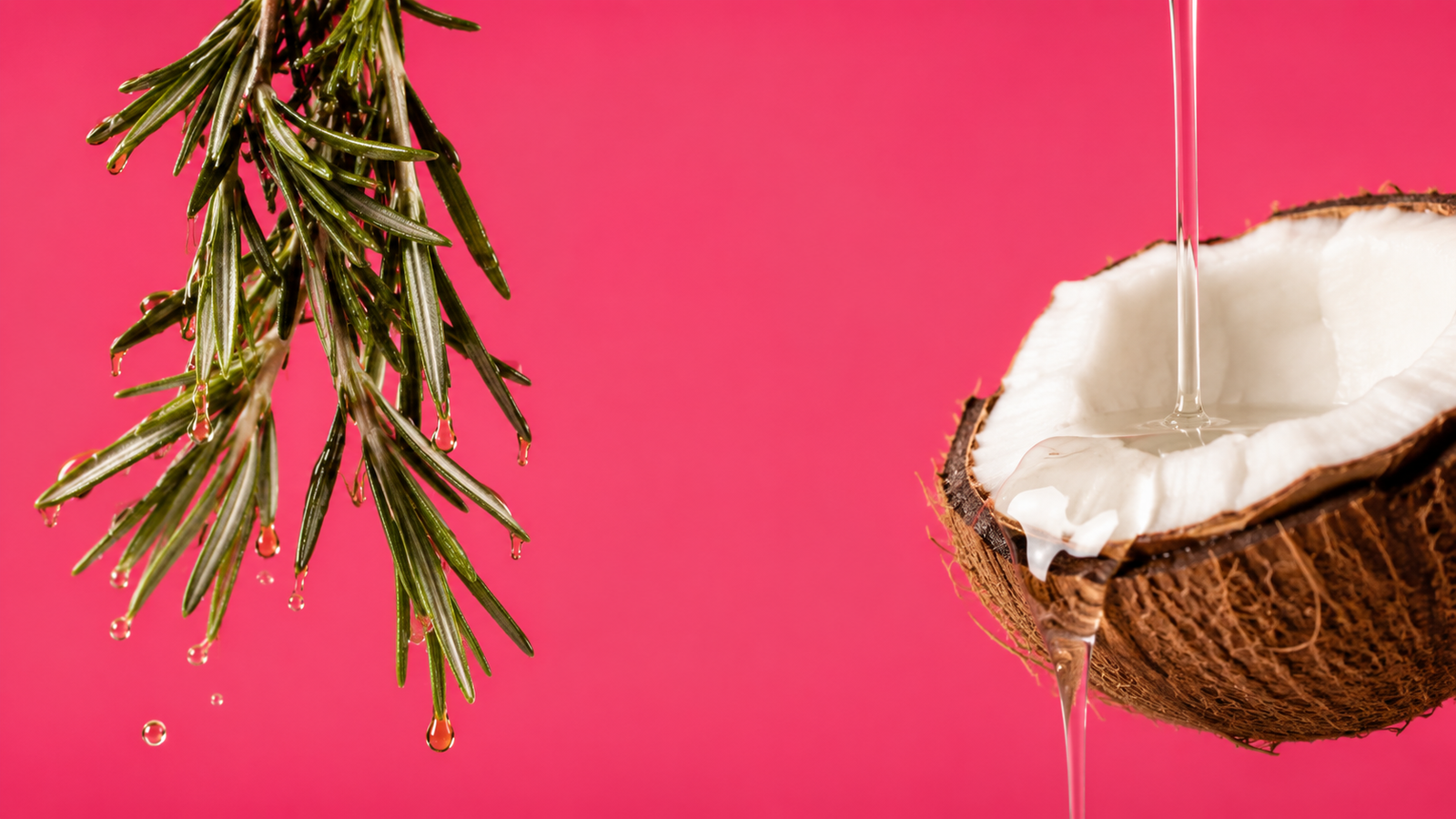 Rosemary and coconut oil still life